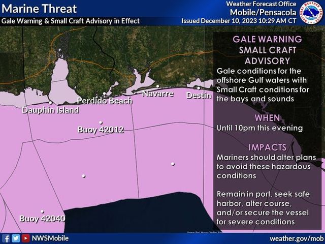 Gale Warning Issued for Gulf Waters Mariners Advised Caution